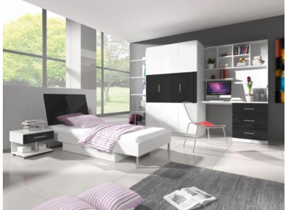 Camera dei bambini 2 pezzi Set Letto a soppalco Armadio Lucido Mobili da camera per ragazzi Nuovi