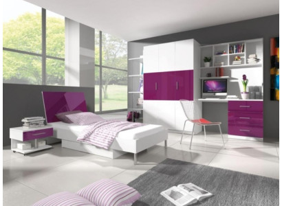 Letto + comodino Arredamento per la cameretta Letto Lettino Comodino 2 pezzi Viola Nuovo