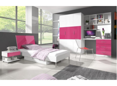 Letto + Comodino Camera da letto per bambini Set mobili da letto 2 pezzi Rosa