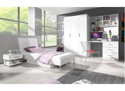 Letto + Comodino - Camera da letto Mobili per la cameretta dei bambini Letti bianchi 2 pezzi Set
