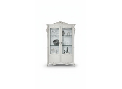 Vetrina Bianca Cabinet in vetro Design Armadio classico Mobile di lusso in legno Vetrine Nuovo