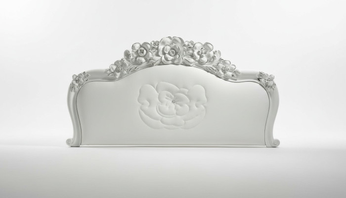 Letto Bianco Camera da letto Letti Legno Mobili di lusso Design Classico Hotel Matrimoniale