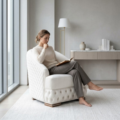 Poltrona Chesterfield monoposto bianca Relax arredamento mobili italiani