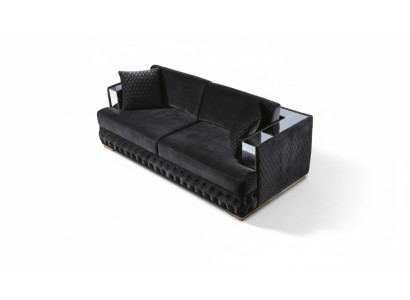 Tre posti Chesterfield divano nero divani tessuto pelle divano divani