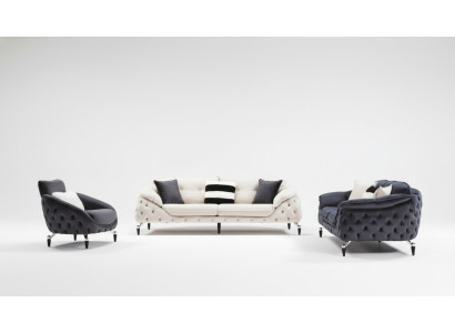 Divano Chesterfield con rivestimento in legno tessuto, set di sedute 331 imbottite.