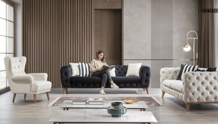 Poltrona 1 posto Bianca Soggiorno Tessuto Design Chesterfield Poltrona con poggiatesta