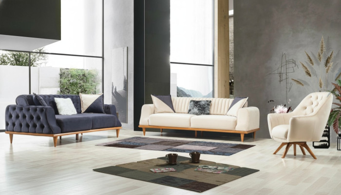 Poltrona beige monoposto Design classico Chesterfield per soggiorno