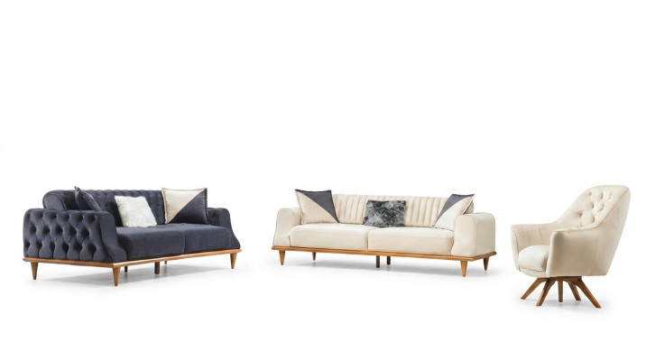 Poltrona beige monoposto Design classico Chesterfield per soggiorno