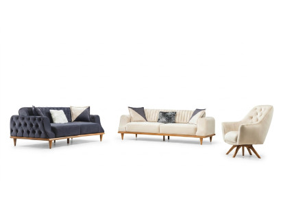 Poltrona beige monoposto Design classico Chesterfield per soggiorno
