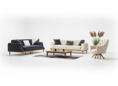 Divano 3 posti beige soggiorno design elegante stile Chesterfield italiano