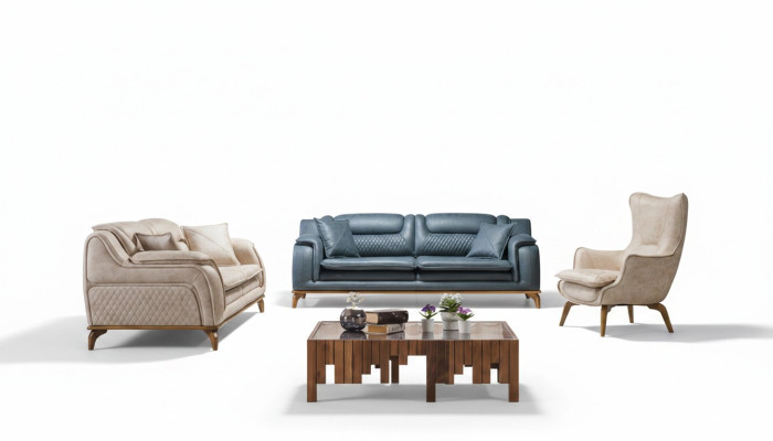 Divano Blu 3 posti Divano Soggiorno Design Chesterfield Stile Italiano Mobili