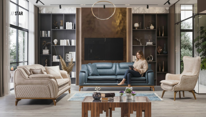 Poltrona beige monoposto di lusso per soggiorno classico design italiano