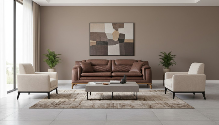 Divano design Divano Divano Set 331 posti in pelle Sofa Couches