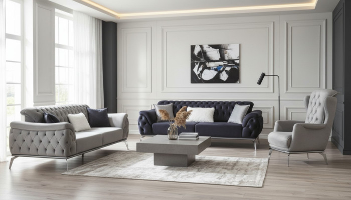 Divano Chesterfield a tre posti - Arredamento di lusso.