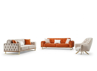 Mobili di lusso stile americano Set di divani Chesterfield Divano multicolore.