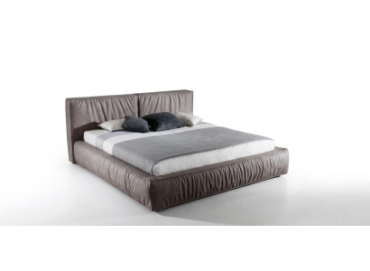 Letto Marrone Camera da letto Legno Mobili Tessile Stile Art déco Classico
