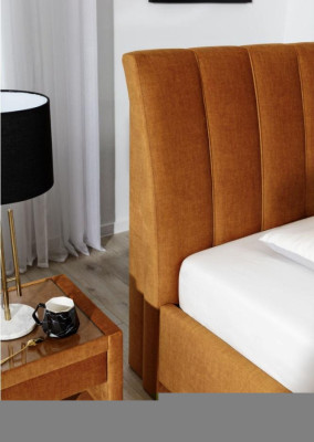 Letto Arancione Camera da Letto Imbottito Mobili Tessili Stile Moderno Letti