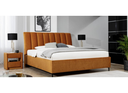 Letto Arancione Camera da Letto Imbottito Mobili Tessili Stile Moderno Letti