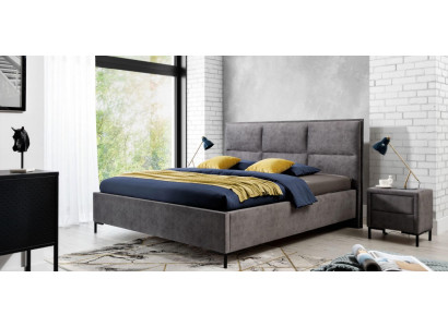 Letto Grigio Camera da letto Legno Mobili Tessile Stile Art déco classico