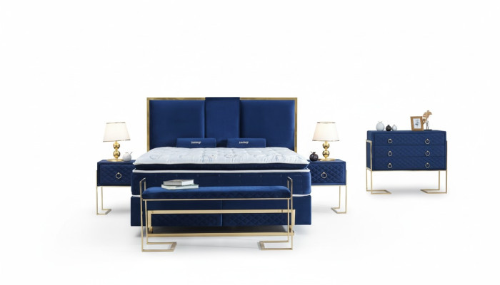 Letto in metallo blu Design arredi da camera eleganti Mobili da camera di lusso Moderni Nuovi