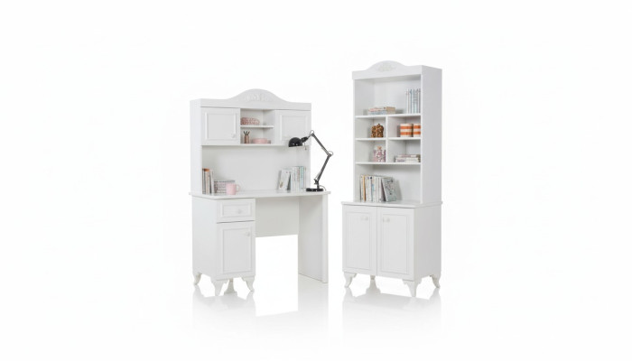 Set camera da letto per bambini Bianco Elegante design scrivania Libreria in legno Mobili Nuovi