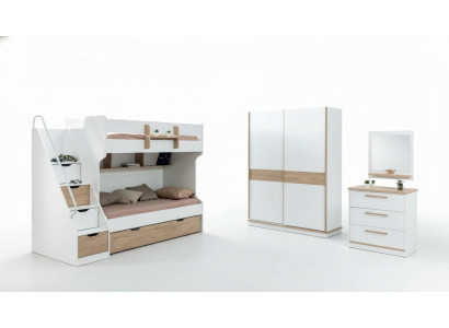 Disegno dell'armadio a ante scorrevoli per l'armadio della camera da letto in legno bianco marrone.