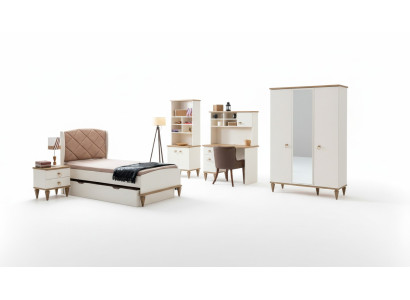 Camera da letto unisex per ragazzi Set letto comodino libreria scrivania 5 pezzi Nuovo