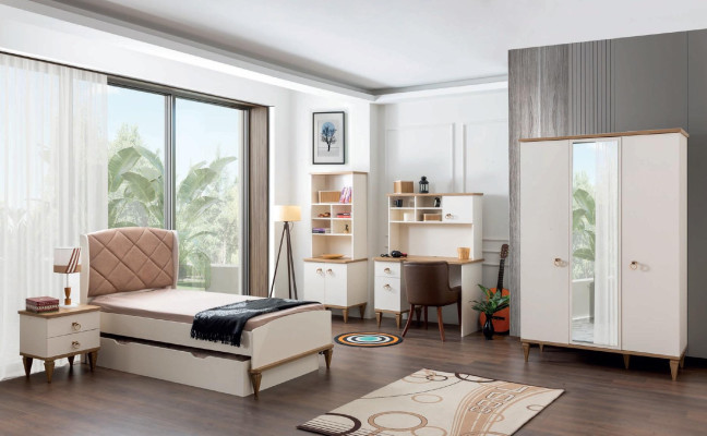 Büro Set Scrivania Beige Libreria Scrivanie Scrivania Design 2 pz. Nuovo
