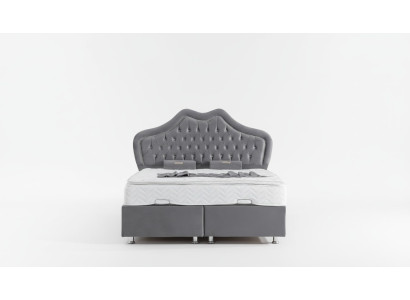 Letto Grigio Letto Matrimoniale Boxspring Letti Stile Stoffa Chesterfield 160x200