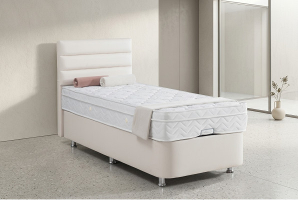Letto Beige Letto Singolo in Metallo Moderno Camera da Letto Mobili 120x200