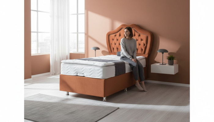 Letto marrone Letto singolo Letti Boxspring Camera da letto di lusso Chesterfield