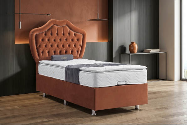 Letto marrone Letto singolo Letti Boxspring Camera da letto di lusso Chesterfield