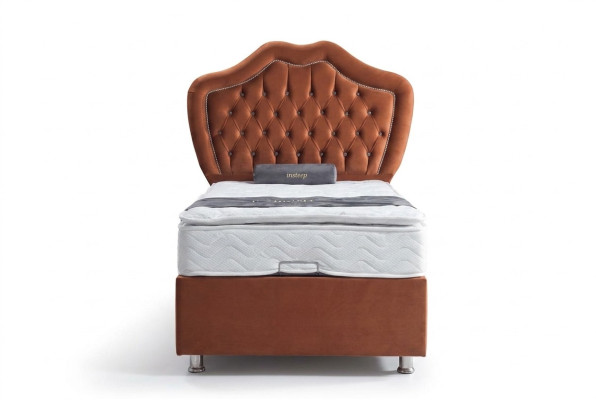 Letto marrone Letto singolo Letti Boxspring Camera da letto di lusso Chesterfield