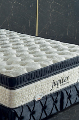 Set da camera da letto nero con letto, comodino Chesterfield, arredamento letto in velluto, 3 pezzi.