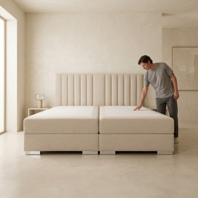 Un letto confortevole e funzionale è realizzato con materiali di alta qualità in stile moderno.