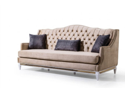Chesterfield beige tre posti in lusso tessile divano in stoffa design.