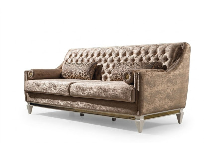 Beige divano a 3 posti in tessuto Chesterfield con imbottitura, divano a 3 posti.
