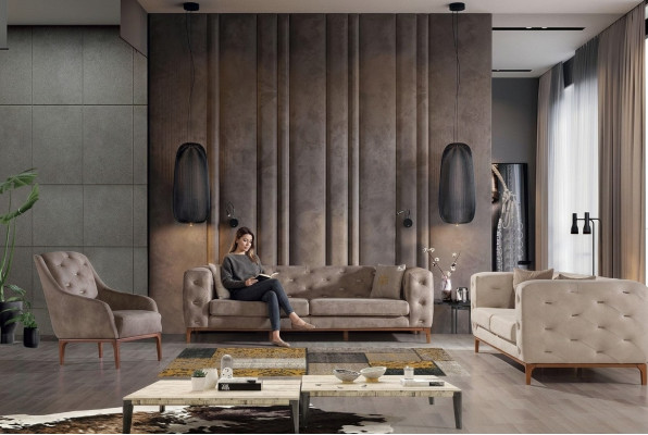 Chesterfield Design Divano Imbottito Moderno Divano 3+3+1 Set