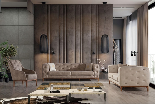 Chesterfield Design Divano Imbottito Moderno Divano 3+3+1 Set