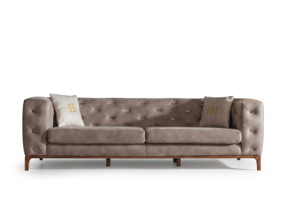 Divano Divano 3 posti Imbottito Divano soggiorno Divani Mobili di design Beige lusso