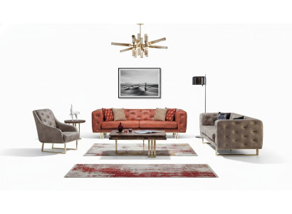Chesterfield colorato divano salotto set mobili 3+3+1 gruppo tessile