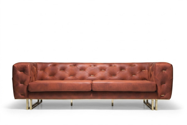 Chesterfield Tessuto Tessile Divano Design Elegante Mobili Classici marrone a 3 posti