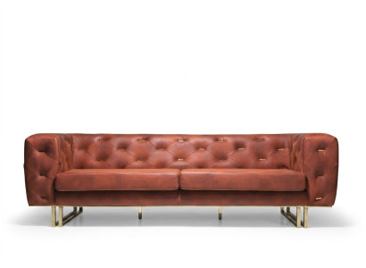Chesterfield Tessuto Tessile Divano Design Elegante Mobili Classici marrone a 3 posti