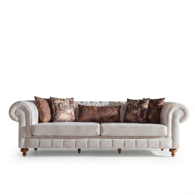 Sofà in tessuto moderno Sofa3 posti divano a tre posti Design divano imbottito beige