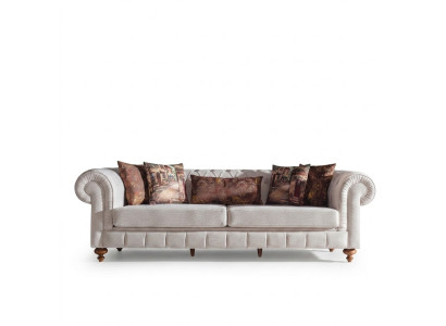 Sofà in tessuto moderno Sofa3 posti divano a tre posti Design divano imbottito beige
