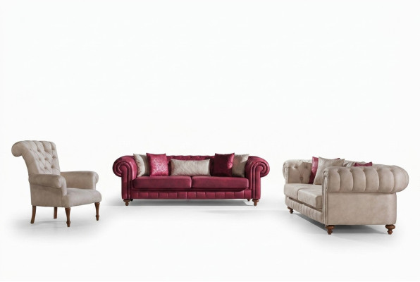 Chesterfield Divano Divano Set soggiorno Salotto Set 3+3+1