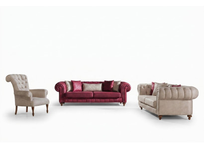 Chesterfield Divano Divano Set soggiorno Salotto Set 3+3+1