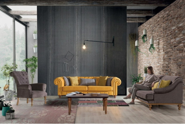 Set di divani eleganti Designer a tre posti con poltrona di lusso, set di divani 3 pezzi.