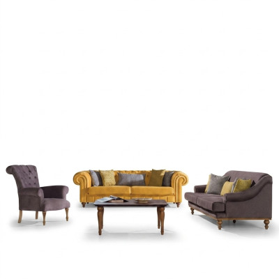 Set di divani eleganti Designer a tre posti con poltrona di lusso, set di divani 3 pezzi.