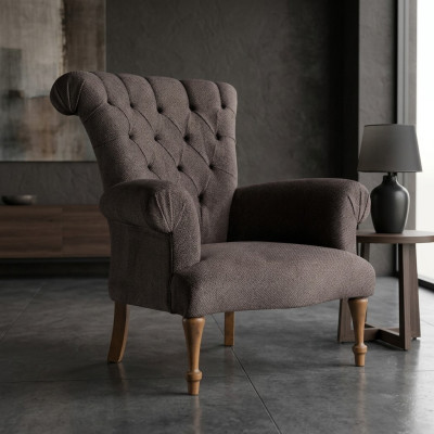 Divano Chesterfield in tessuto marrone design poltrona relax di lusso.